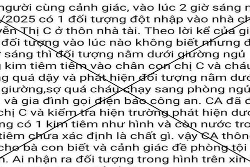 Quảng Trị: Bác bỏ thông tin kẻ lạ đột nhập vào nhà chích kim tiêm vào trẻ em