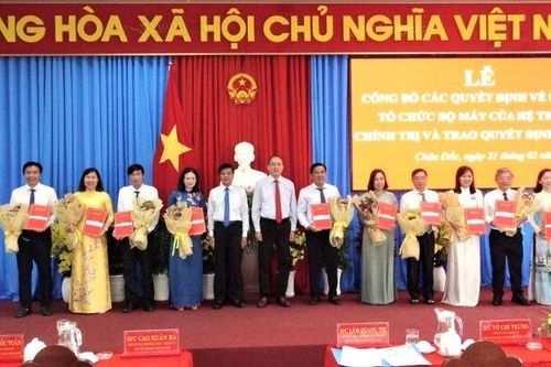 Ban Thường vụ Thành ủy Châu Đốc công bố các quyết định về sắp xếp tổ chức bộ máy và công tác cán bộ