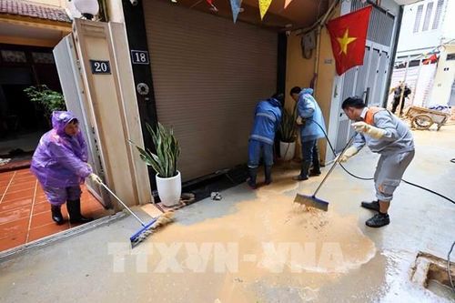 Hà Nội đã khắc phục xong sự cố trào bùn nhão tại ngõ số 7 Giang Văn Minh