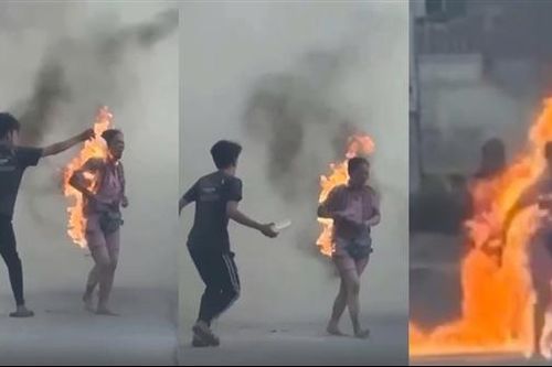 Tạm giữ đối tượng dùng xăng đốt mẹ ruột
