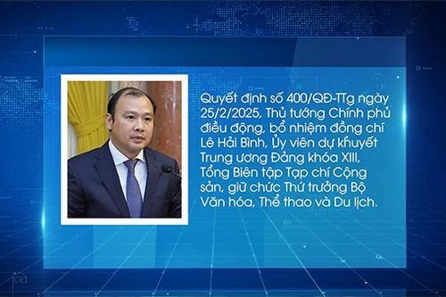 Đồng chí Lê Hải Bình được điều động, bổ nhiệm làm Thứ trưởng Văn hóa Thể thao và Du lịch