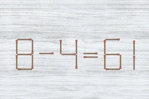 Di chuyển que diêm để phép tính 8 - 4 = 61 từ sai thành đúng