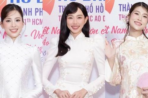 Dàn Hoa hậu Thùy Tiên, Trần Tiểu Vy, Đoàn Thiên Ân khoe nhan sắc 'đỉnh chóp' trong tà áo dài giản đơn