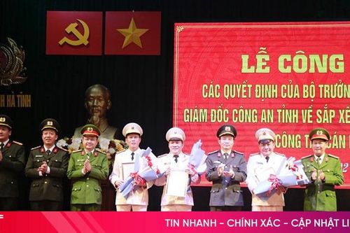 Công an Hà Tĩnh công bố các quyết định về tổ chức bộ máy và công tác cán bộ