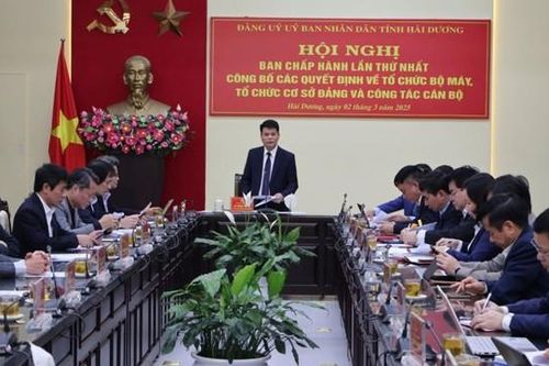 Hải Dương: công bố quyết định về tổ chức bộ máy, công tác cán bộ