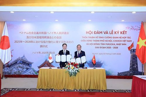 HĐND TP Hà Nội ký kết thỏa thuận tăng cường hợp tác với Hội đồng tỉnh Fukuoka (Nhật Bản)