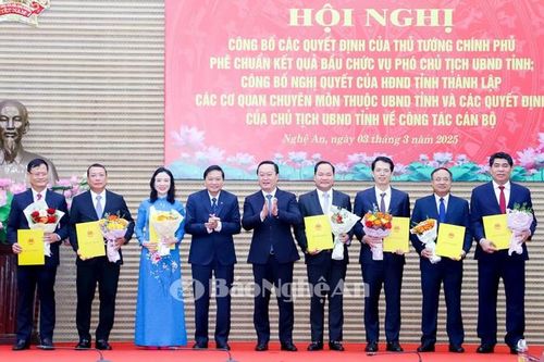 Nghệ An công bố quyết định điều động, bổ nhiệm lãnh đạo các sở sau sắp xếp, hợp nhất