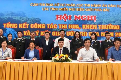 Cụm thi đua Sở Tư pháp, Cục Thi hành án Dân sự các tỉnh miền núi biên giới phía Bắc ký kết giao ước thi đua năm 2025