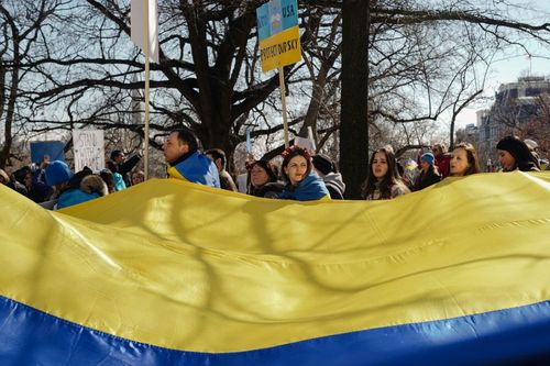 Biểu tình ủng hộ Ukraine bùng nổ khắp nước Mỹ