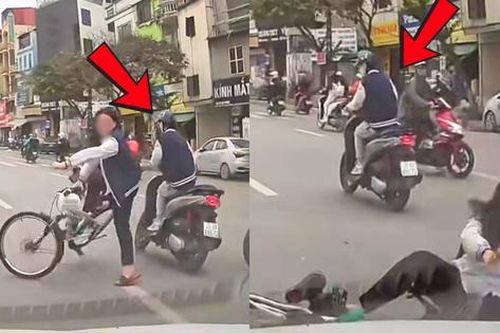 Người đi xe máy đâm ngã xe đạp rồi tăng ga bỏ chạy