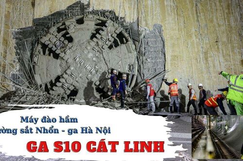 Máy đào hầm đường sắt Nhổn - ga Hà Nội đã đến ga S10 Cát Linh