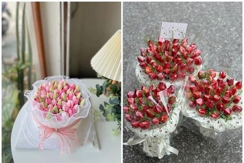 Quà 8/3: Hoa bánh kem tulip, hoa dâu tây lên ngôi