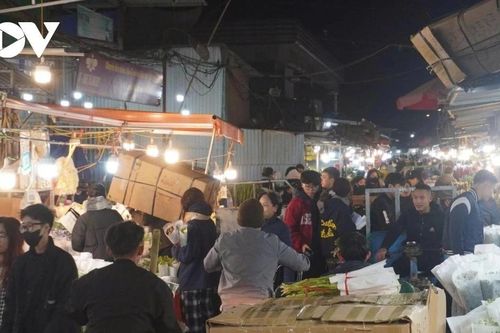 Chợ hoa lớn nhất Hà Nội nhộn nhịp trước ngày 8/3