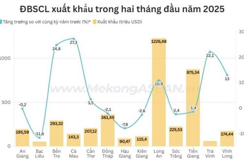 ĐBSCL xuất siêu 1,5 tỷ USD trong 2 tháng đầu năm 2025
