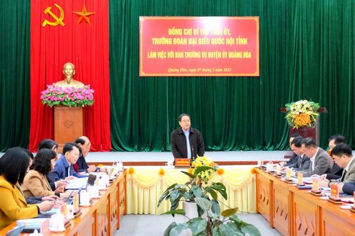 Bí thư Tỉnh ủy Quản Minh Cường làm việc với Ban Thường vụ Huyện ủy Quảng Hòa
