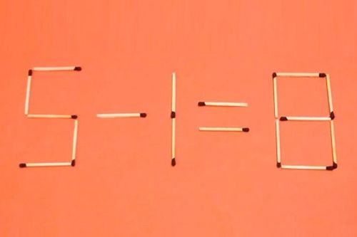 Phép tính que diêm 5 - 1 = 8 khiến nhiều người 'căng não' tìm lời giải