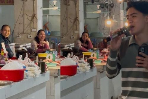 Clip chàng trai hát tặng các cô bán hàng ở chợ nhân ngày 8/3 gây sốt