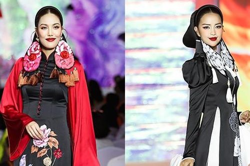 Lan Khuê diện áo choàng đỏ rực, Ngọc Châu e ấp với áo dài hoa sen trắng
