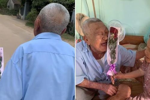 Cụ ông 92 tuổi lom khom đem hoa tặng vợ ngày 8/3 thu hút triệu lượt xem
