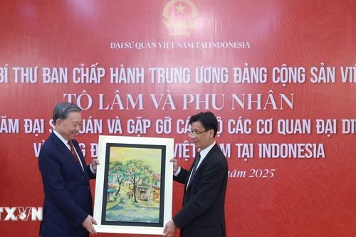 Tổng Bí thư thăm Đại sứ quán, cộng đồng người Việt Nam tại Indonesia