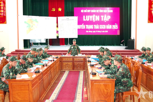 Hậu Giang: Luyện tập chuyển trạng thái sẵn sàng chiến đấu và sơ tán ra khu căn cứ bí mật