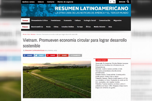 Báo chí Argentina đề cao định hướng kinh tế tuần hoàn của Việt Nam