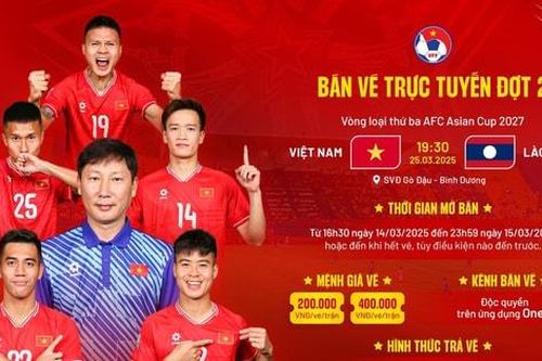 Mở bán tiếp vé xem 2 trận đấu của đội tuyển Việt Nam gặp Campuchia và Lào