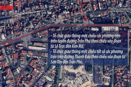 Hà Nội điều chỉnh tổ chức giao thông đường Trần Phú và Thanh Báo, quận Ba Đình
