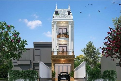 Mẫu nhà ống 3 tầng có sân trước tiện nghi