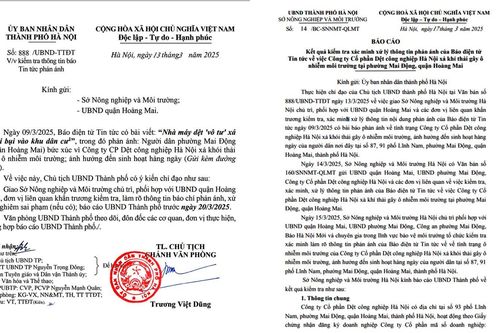 Hà Nội thông tin về mức độ ô nhiễm của nhà máy dệt sau phản ánh của Báo Tin tức