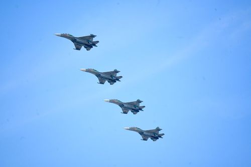 Phi đội Su30 tập luyện cho màn trình diễn trên bầu trời TP.HCM