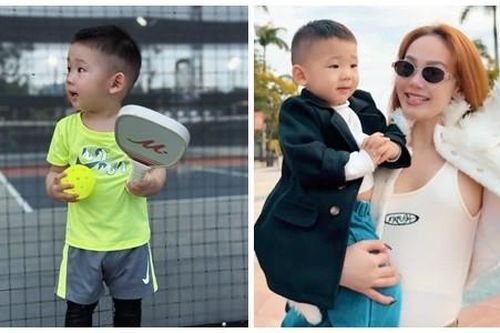Minh Hằng khoe quý tử tập đánh pickleball