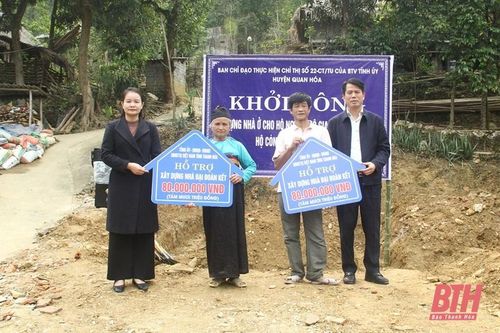 Trưởng Ban Tuyên giáo và Dân vận Tỉnh ủy Đào Xuân Yên dự lễ khởi công và trao biển hỗ trợ xây dựng nhà ở tại Quan Hóa