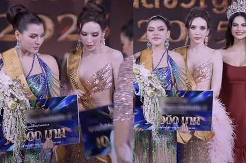 Thí sinh Hoa hậu 'sượng trân' khi bị giật giải thưởng ngay trên sân khấu