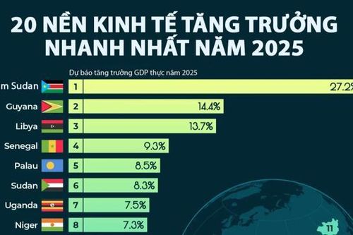 Dự báo 20 nền kinh tế tăng trưởng nhanh nhất thế giới năm 2025, Việt Nam cũng có mặt