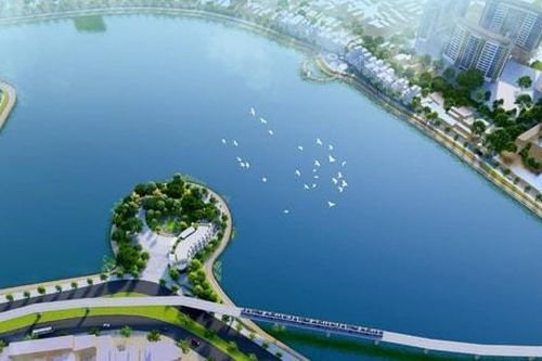'Cận cảnh' công trường cải tạo hồ Hoàng Cầu với sân khấu nổi