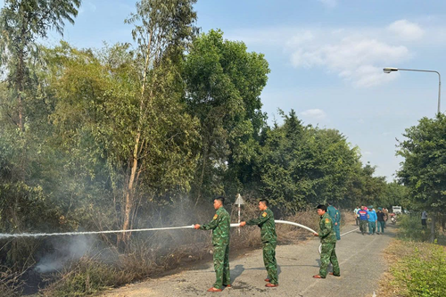 Bộ đội Biên phòng tỉnh Đồng Tháp phối hợp chữa cháy rừng phòng hộ