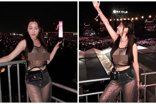 Quế Vân gây tranh cãi khi mặc hở bạo xem concert