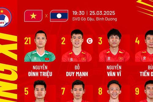 Đội hình ra sân ĐT Việt Nam vs ĐT Lào: Quang Hải, Ngọc Tân ngồi ngoài, Tiến Linh đá từ đầu