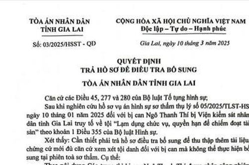 Tòa trả hồ sơ để điều tra bổ sung