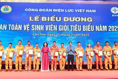 Công đoàn Điện lực Việt Nam vinh danh 8 an toàn vệ sinh viên giỏi tiêu biểu của EVNNPT