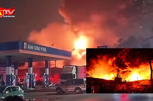Huy động lực lượng khống chế đám cháy nhà xưởng băng keo cạnh cây xăng
