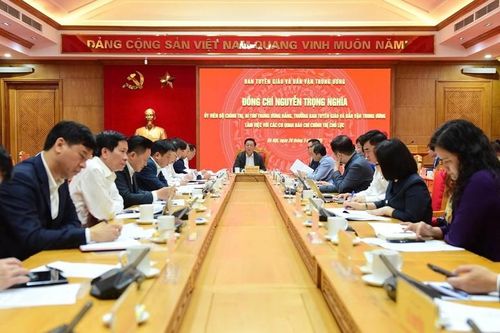 Trưởng ban Tuyên giáo và Dân vận Trung ương làm việc với các cơ quan báo chí chủ lực