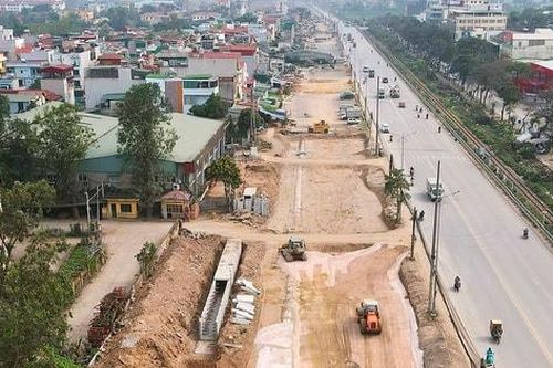 Công trường dự án mở rộng quốc lộ 1A gần 890 tỷ đồng tại huyện Thanh Trì