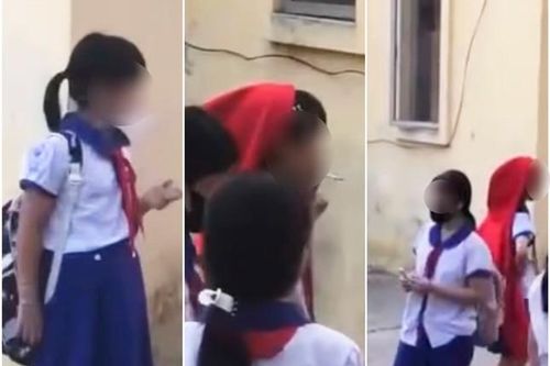 Đã xác minh được clip nhóm nữ sinh Tiểu học hút thuốc trong sân trường, mời bạn nam hút cùng
