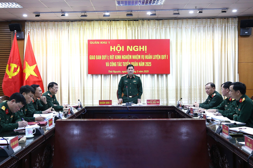 Quân khu 1 rút kinh nghiệm nhiệm vụ huấn luyện quý I-2025 và công tác tuyển quân năm 2025