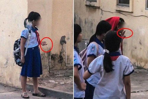 Xôn xao clip học sinh tiểu học hút thuốc trong trường