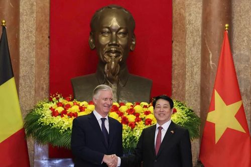 Chủ tịch nước Lương Cường chủ trì lễ đón chính thức và hội kiến với Nhà vua Vương quốc Bỉ Philippe