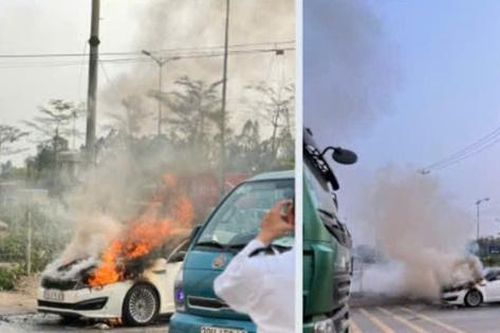 Hà Nội: Xe ô tô bốc cháy trên đường, tài xế may mắn thoát nạn