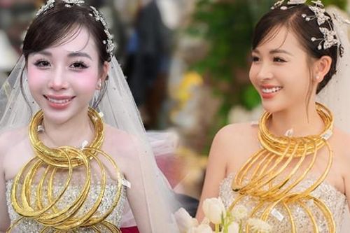 Cô dâu Thanh Hóa đeo vàng lồng vàng trong ngày cưới gây 'bão mạng'